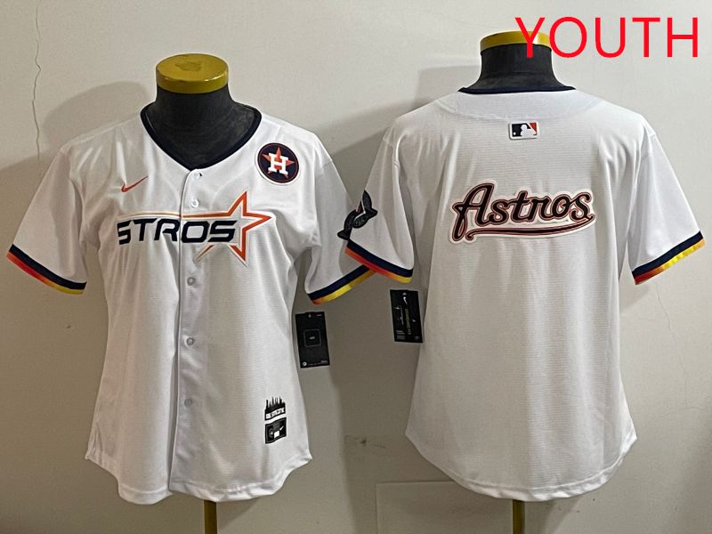 Youth Houston Astros Blank White three generations Joint Name Nike 2025 MLB Jersey style 19->youth mlb jersey->Youth Jersey